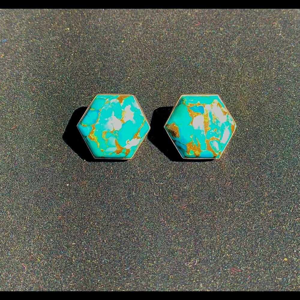 Kingman Turquoise Earrings. Mine Finds by Jay King